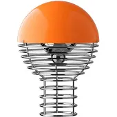 Verpan Wire Akku-Tischleuchte, Höhe 25 cm, IP44 - , Wire, dimmbar, Orange, für Wohnzimmer, Edelstahl, Design