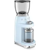 Smeg Kaffeemühle CGF11PBEU, Kegelmahlwerk Edelstahl, 30 Mahlstufen, 350 g Bohnenbehälter, 150 W, Pastellblau