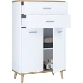 VCM Holz Kommode | Sideboard mit 2 Drehtüren und zwei Schubladen | Maße ca. H. 97 x B. 60 x T. 28 cm- Lindas
