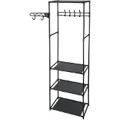 Wellhome - Kleiderschrank mit Regalen, schwarz, 170cm
