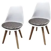 HTI Esszimmerstuhl 2er Set Weiß mit Kunstledersitz Atlanta Braun mit Ornament