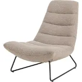 Selsey FORGENTS - Loungesessel mit Bouclé-Bezug in Beige, Kufengestell, Quersteppung, 82,5x93x97 cm