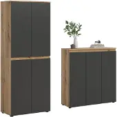 Ebuy24 .home Scarpa Universalschrank (B/H/T: 140x175x37 cm) anthrazit und Evoke Oak Nachbildung