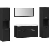vidaXL Badezimmermöbel-Set 4 pcs Schwarz Eichen-Optik Holzwerkstoff