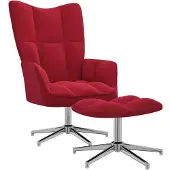 vidaXL Relaxsessel mit Hocker Weinrot Samt