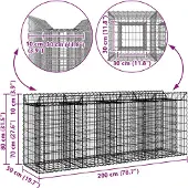 vidaXL Gabionen-Hochbeet 2 Stk. 200 x 50 x 80 cm Verzinkter Stahl