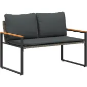 vidaXL Bank mit Kissen Grau und Dunkelgrau 115 x 65 x 72 cm Rattan