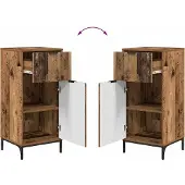 vidaXL Badezimmermöbel-Set mit Tür 2 pcs Altholz Sperrholz und Metall