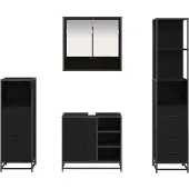 vidaXL Badezimmermöbel-Set 4 stk. Schwarz Eichen-Optik 65 x 33 x 60 cm