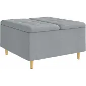 vidaXL Aufbewahrungsottomane mit Kissen Hellgrau 80 x 80 x 45 cm Stoff