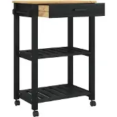 vidaXL Küchentrolley MONZA Schwarz 60 x 40 x 88,5 cm Massivholz Kiefer