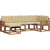vidaXL Outdoor-Sofagarnitur mit Kissen 6 pcs Natur und Beige