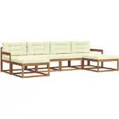 vidaXL Outdoor-Sofagarnitur mit Kissen 6 pcs Natur und Creme