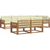 vidaXL Outdoor-Sofagarnitur mit Kissen 7 pcs Natur und Creme