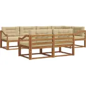 vidaXL Outdoor-Sofagarnitur mit Kissen 7 pcs Natur und Beige