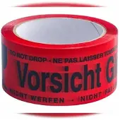 VEPATIM 36x Packband Klebeband OPP-919NN 50mmx66m rot mit Aufdruck VORSICHT GLAS