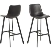 Ebuy24 Oregon Barhocker mit creme Kontrastnähten, schwarz.