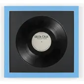 K-Möbel Schallplatten Rahmen Blau 40x40cm mit Schwarzem Passepartout für die Vinyl