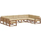 vidaXL Outdoor-Sofagarnitur 9 stk. Natur und Beige