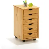 Ebuy24 Nilar Kommode Rollcontainer, 6 Schubladen, natur.