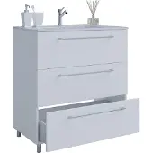 VCM 2-tlg. Waschplatz Waschtisch | Waschbecken Unterschrank Breite 80 cm | Badmöbel Set stehend | 3 Schubladen | Badinos