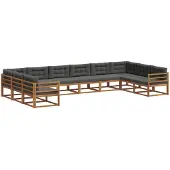 vidaXL Outdoor-Sofagarnitur mit Kissen 10 pcs Natur und Anthrazit