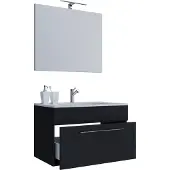 VCM 3-tlg. Waschplatz Waschtisch | Waschbecken Unterschrank Breite 80 cm | Badmöbel Set hängend mit einer Schublade Spiegel | Badinos