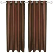 Arsvita 2er Pack Gardine Blickdicht Alessia mit Ösen 140x245cm braun