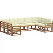 vidaXL Outdoor-Sofagarnitur mit Kissen 9 pcs Natur und Creme