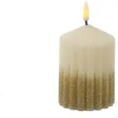 MARELIDA LED Kerze Liv Echtwachs mit Rillen H: 10cm in weiß, gold | Gr.: onesize