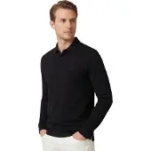 BOSS Poloshirt Boss Green Piro Langarm Luxus-Baumwolle schwarz
