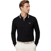 BOSS Schwarzes Poloshirt Boss Green Plisy normaler Schnitt, 3-Knopf