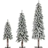 Northix Künstlicher Weihnachtsbaum mit Lichtern und Schnee, 3 Größen