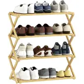 HOMCOM Schuhregal-60L x 29B x 67H cm-Naturholz | Gr.: onesize