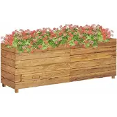vidaXL Hochbeet 150x40x55 cm Teak Altholz und Stahl , Gabionen Design 2024