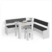 Livinity Eckbankgruppe Tiberio Weiß 180 x 180 cm mit Tisch, Model 58916