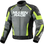 MUGENRACE Romano wasserdichte Motorrad Textiljacke, dunkelgrau/schwarz/neon-gelb, XL