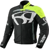 MUGENRACE Aggressore-T wasserdichte Motorrad Textiljacke, schwarz/weiß/neon-gelb, 6XL