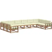 vidaXL Outdoor-Sofagarnitur 10 stk. Natur und Creme