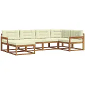 vidaXL Outdoor-Sofagarnitur mit Kissen 6 pcs Natur und Creme