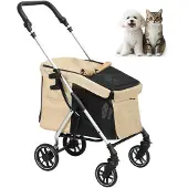 PawHut Hundewagen Polyester 80 x 48,5 x 106cm Khaki