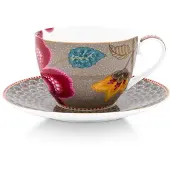 Pip studio Kaffeebecher Home Tasse und Untertasse Blooming Tales Fantasy Khaki