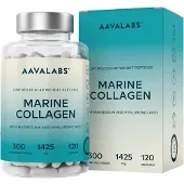 Aavalabs Marine Collagen Kapseln Hochdosiert 1425mg mit Magnesium & Hyaluronsäure | 120 Kapseln |