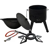 Davr Metall Utschak mit Kazan 22L und Gasbrenner Kasan aus Gusseisen Feuerofen Set