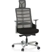Hjh OFFICE High End Bürostuhl SKARIF Ergonomischer Schreibtischstuhl mit Armlehnen (höhenverstellbar) Stoff / Netzstoff Schwarz/Grau Drehstuhl für Büro, Zuhause