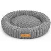Dogeste Donut Hundebett 50 cm rund, flauschiges Hundekissen, waschbar, rutschfester Boden