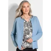 Goldner Cardigan aus Baumwolle, Rundhals in hellblau | Gr.: 50