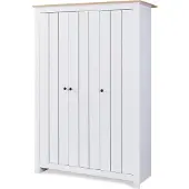 En.casa Kleiderschrank 'Vasand' mit 3 Türen 2 Kleiderstangen und 3 Fächern 175 x 120 x 52 cm Weiß/Eicheoptik