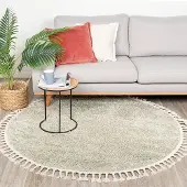 NATURL. Teppich Hochflor Rund - Lofty Fringe Mint Ø 100 cm