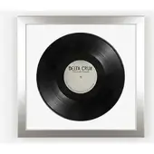 K-Möbel Schallplatten Rahmen Silber 40x40cm mit Weißem Passepartout für die Vinyl